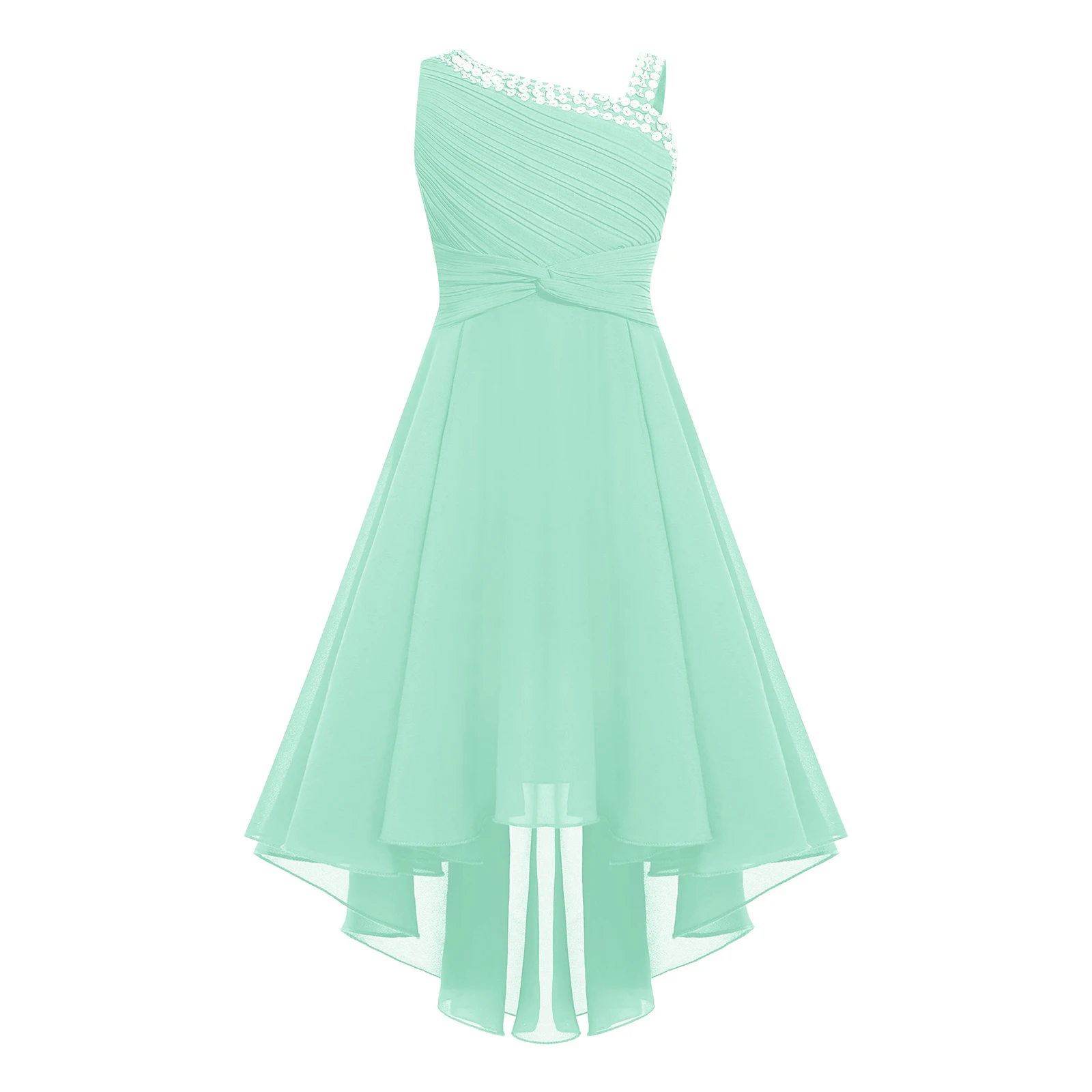 Kinder elegante Mädchen Chiffon Kleid ärmellose High-Low-Saum Party kleider Kinder kleid für Geburtstag Abend Ballett Gesellschaft stanz