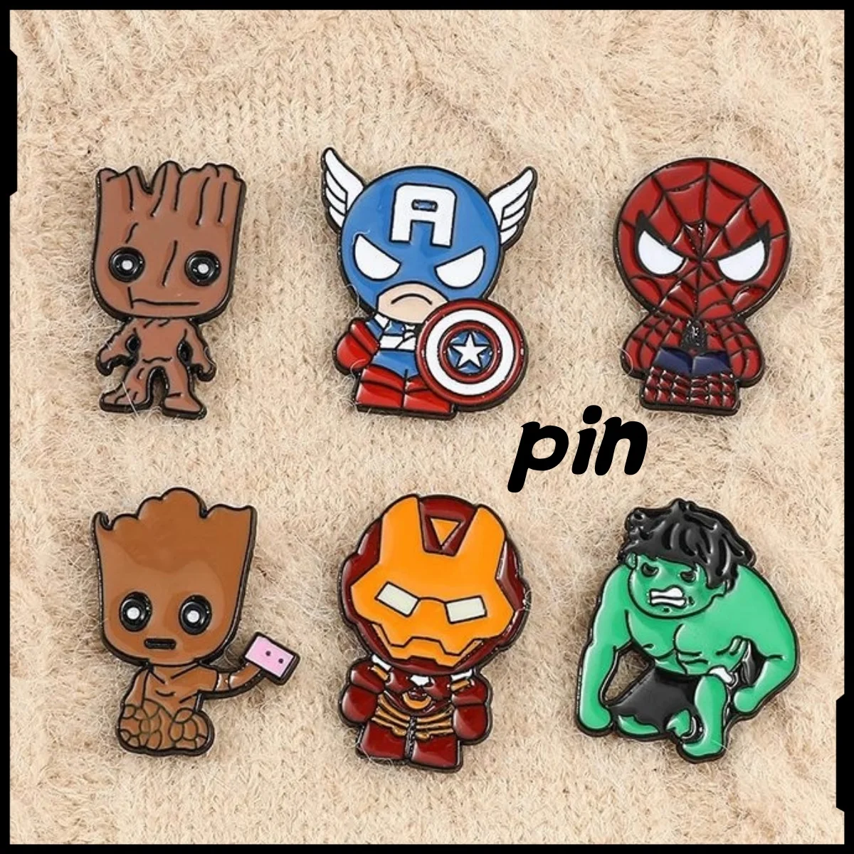 

Marvel Animation Peripheral Brooch Cartoon Spider-Man Iron Man Captain America Bag Badge Cute Pin Men and Women Halloween