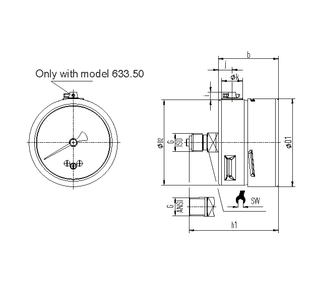 مقياس الضغط ويكا لنماذج صناعة المعالجات 632.50 و633.50 NS 63 100 160 متوافق مع EN 837-3 #5