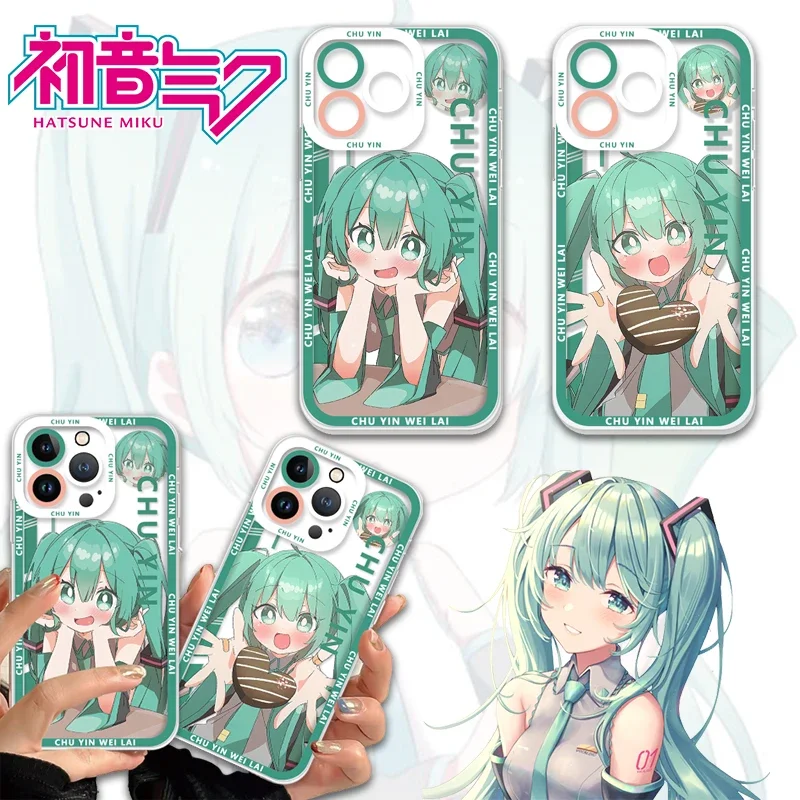 

Kawaii Hatsune Miku Phone Case for IPhone 14 Pro Max 13 12 11 8 7 Plus XR X XS Max Anime Silicone Transparent Phone Back Cover