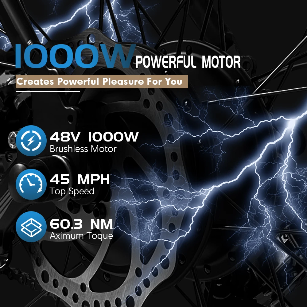 Electric Fat Bike Kit Snow 48V 1000W Front Bicycle Hub Motor Wheel For Snow eBIKE Conversion Kit Wheel 20/24/26 inch 4.0 Tyre ﻿