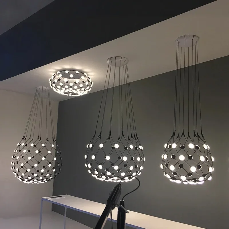 Italy Design Led Chandelier Lustre For Living Dining Room Stairs Pendant Lamp Nordic Fishing Net Luminaria Hanging Light Fixture