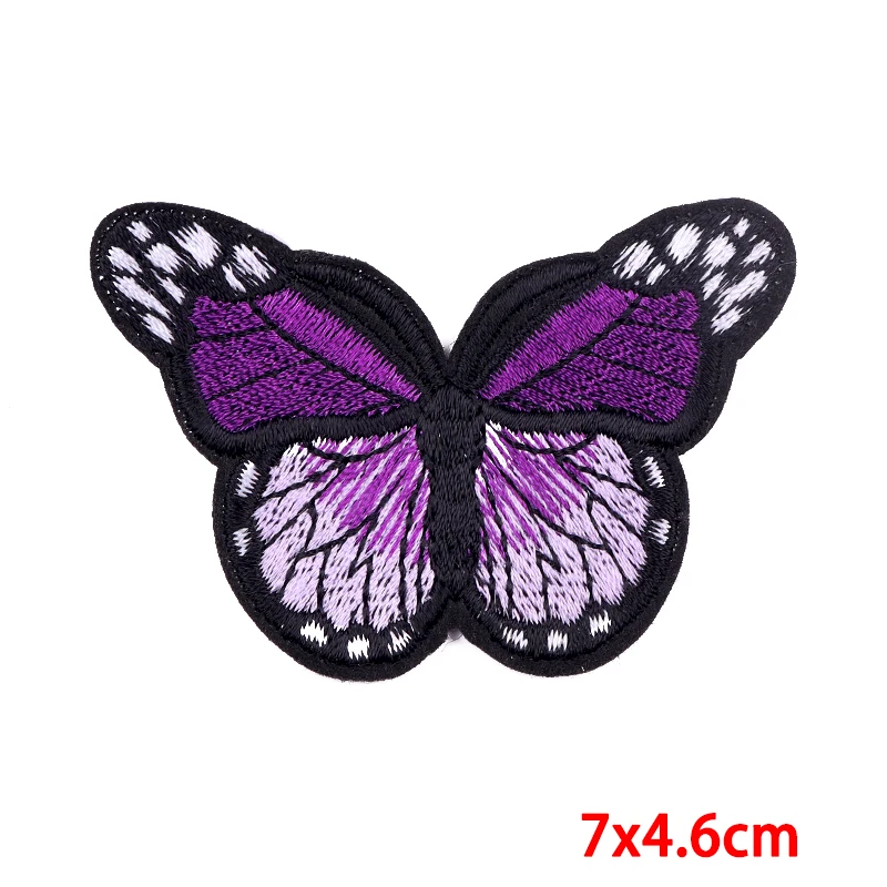 Multicolor Butterfly Iron On Embroidered Patches On Kids Clothes DIY Patch Applique Stickers On Jeans Badges Hook  Loop Patches