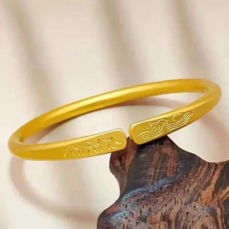 

9999 Real Gold 24 K Women's Pledge Bracelet Yue Gu Fa Open-ended Bracelet