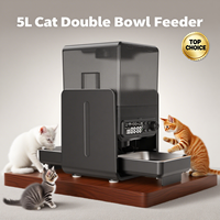 5L Automatic Cat Kibble Dispenser 2 Bowls Smart Voice Recorder Pluggable Control Panel Auto Cat Food Dispenser For Pet Dry Food