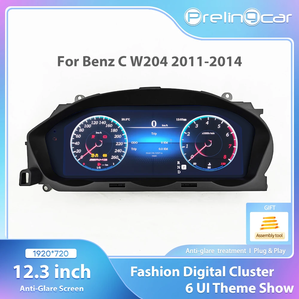 12.3 LCD Digital Dashboard Cluster For Mercedes Benz C W204  2011-2014 Years NTG 4.5 Auto Instrument Paneel Cockpit Speedme