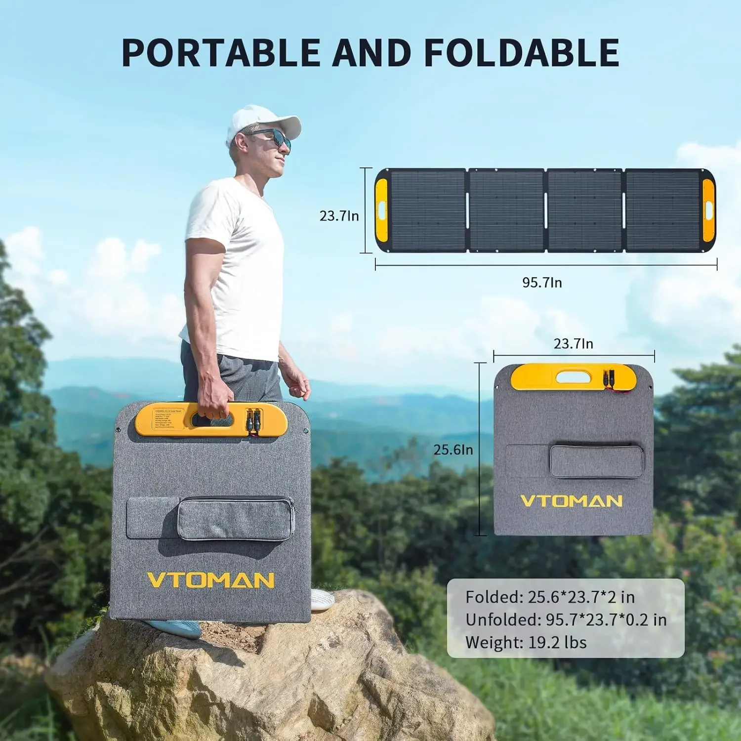 

Portable Solar Panel for Power Station, 220W 19V Foldable Solar Panel w/Supporting Stand