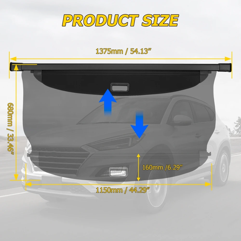 Rear Trunk Cargo Cover Retractable Curtain Rear Cargo Storage Rack Luggage Privacy Security Shield for Hyundai Tucson 2016-2025