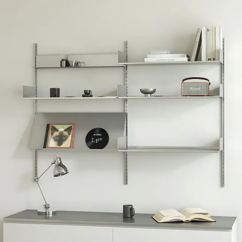 Modern Stainless Steel Wall Mounted Shelves Simple Handcrafted Multi Layer Glossy Finish For Living Room Bedroom Office Decor