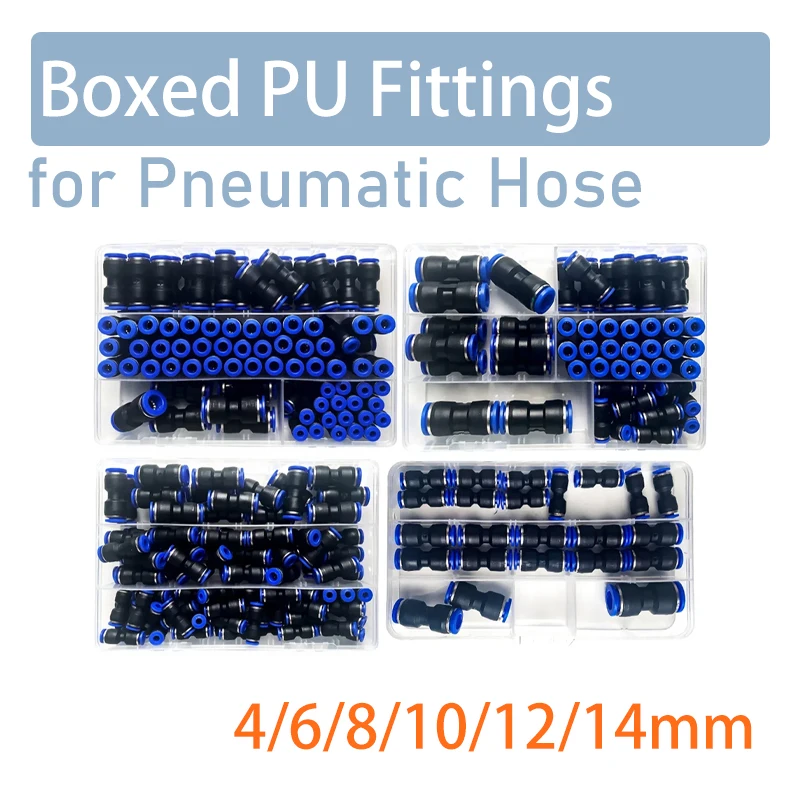 

PU Pneumatic Fittings Boxed for Hose Quick Connectors Air Water Hose Tube Push in Straight