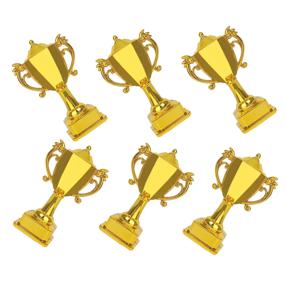 6 Adornos de Plástico Dorado Brillante para Pastel, Palitos para Pastelitos, Decoración para Cupcakes, Recuerdos de Fiesta, Decoración para Postres