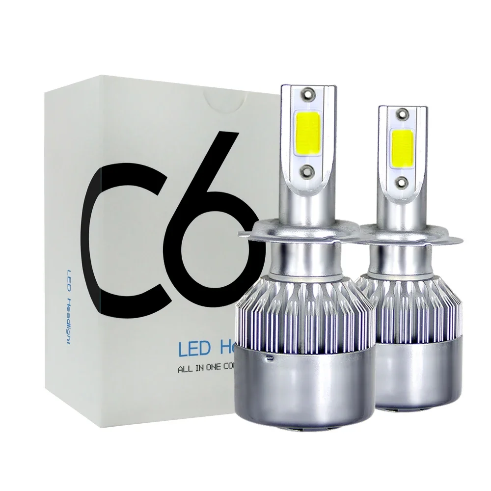 2 uds C6 H11 H4 Hi/Lo H1 H7 COB LED H11 HB3 9005 HB4 9006 bombillas de faros de coche luz antiniebla de coche 12V 7200LM faros de coche