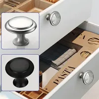 6pcs Round Cabinet Knobs Stainless Steel Drawer Door Pull Kitchen Cupboard Door Decoration Handles Hardware Accessories