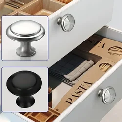 6pcs Round Cabinet Knobs Stainless Steel Drawer Door Pull Kitchen Cupboard Door Decoration Handles Hardware Accessories
