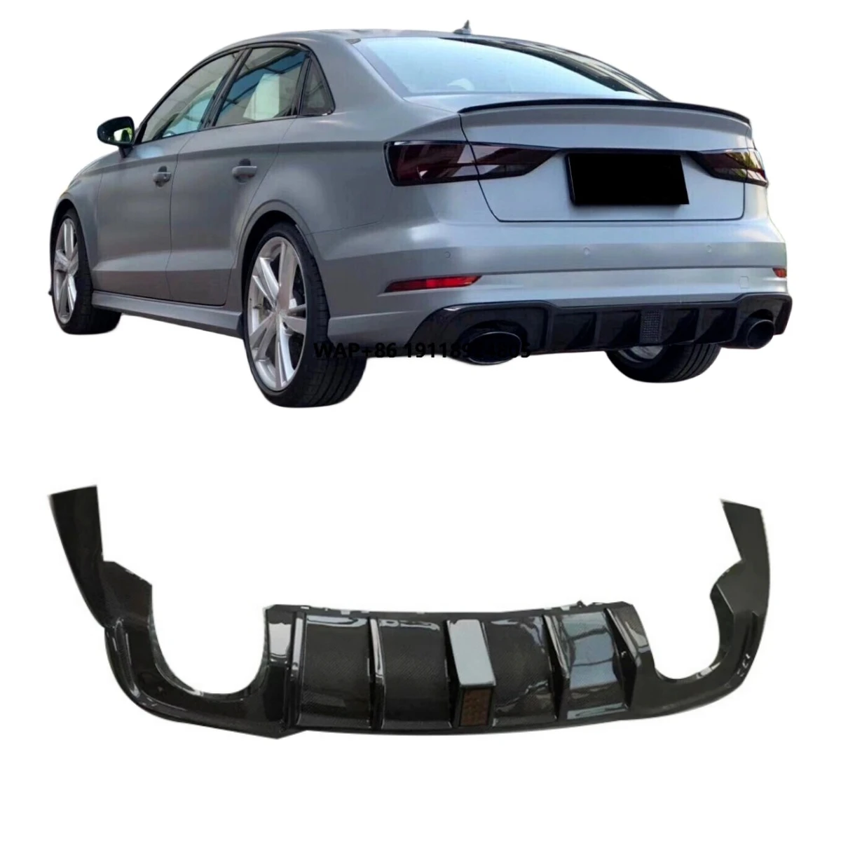 

High Quality Carbon Fiber Diffuser Bumper for RS3 2017-2018 Car Rear Diffuser