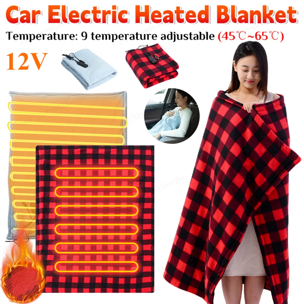 

Car Electric Heated Blanket Heating Mat Fast Heating 12V Electric Pad Heater 9 Adjustable Temperature Auto-off for Car Camping