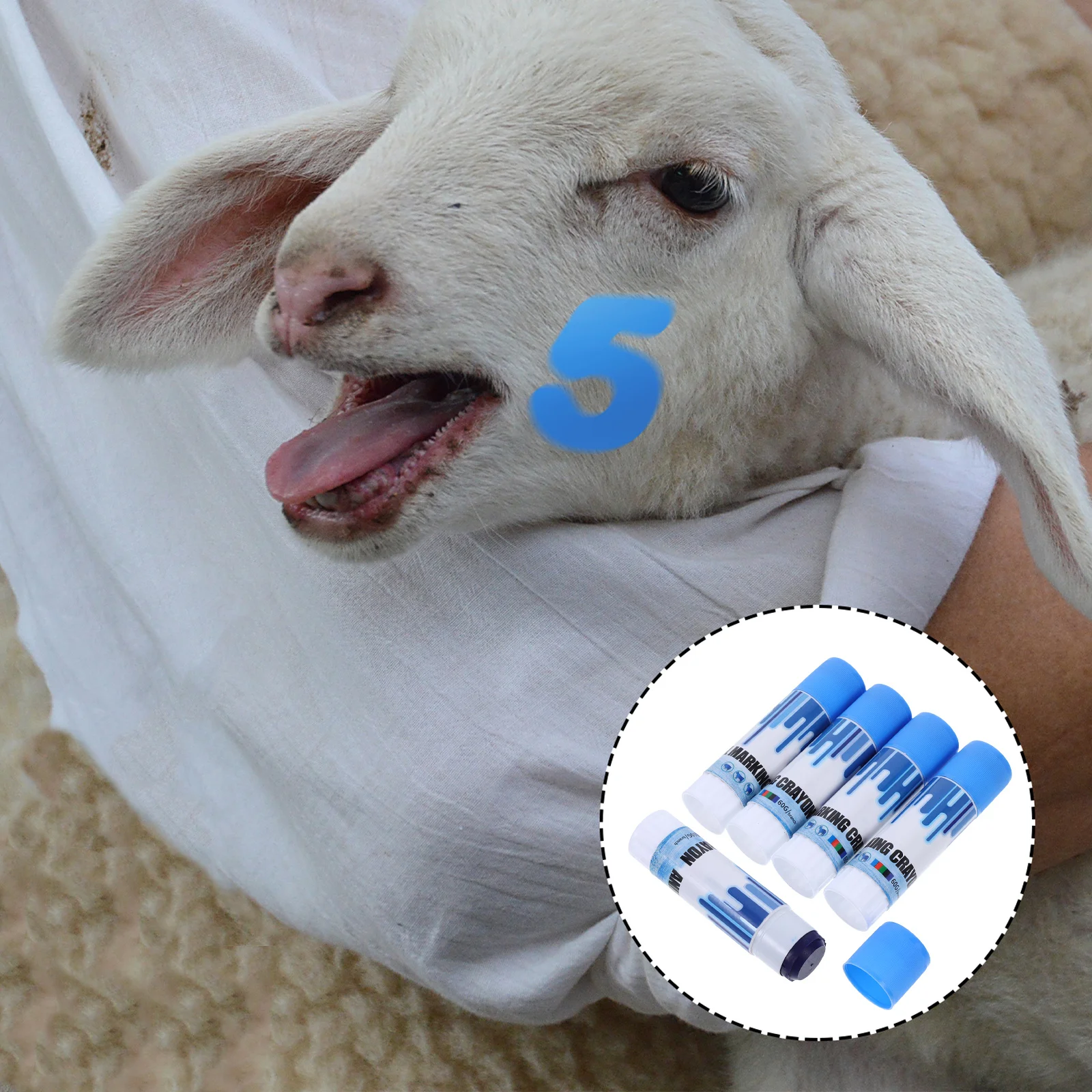 

5Pcs Livestock Marking Crayons Smooth Application Waterresistant Sturdy Design Versatile Use Animal Identification Pens Farm