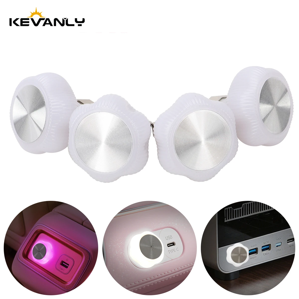 4PCS USB LED Interior Atmosphere Light Flower Shaped RGB Mini Night Light LED Reading Lamp Plug and Play Auto PC Computer Light