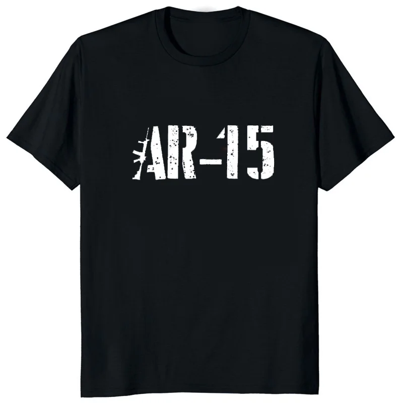 Funny Printed AR 15 Gun Graphic Men T-Shirt Hip Hop Casual Fashion Loose Streetwear Unisex Clothing Hipster Comfort Women Tees