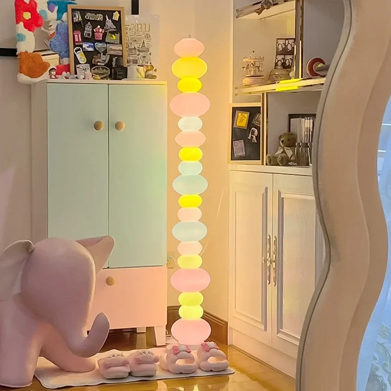 Creative Candy Glass Macaron Pendant Lamp Table Lighting for Girls' Bedrooms and Living Rooms Floor Lamp for Sofas