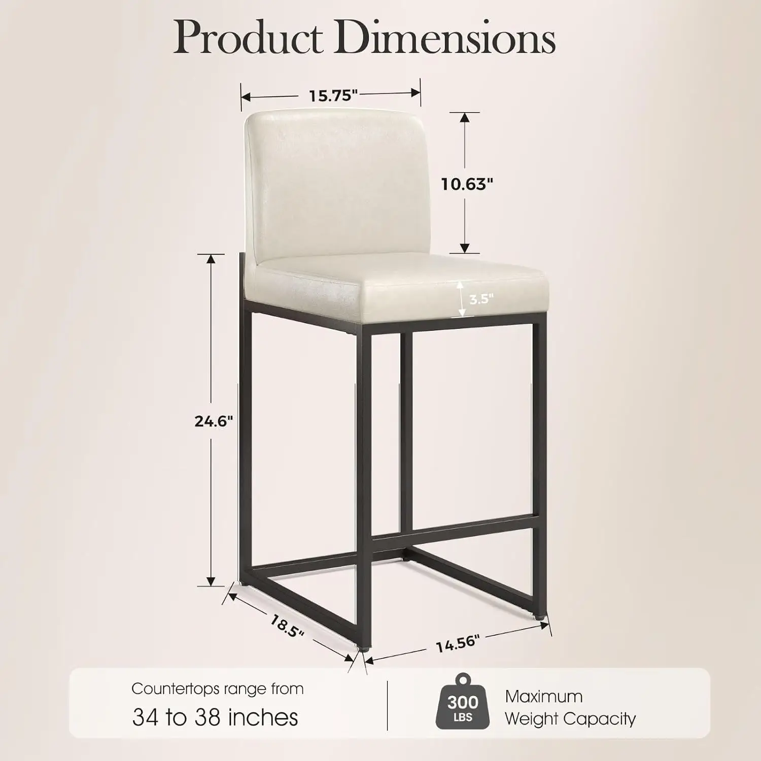 Counter Height Bar Stools Set of 4 with Backrest for Kitchen Island Dining, Customized