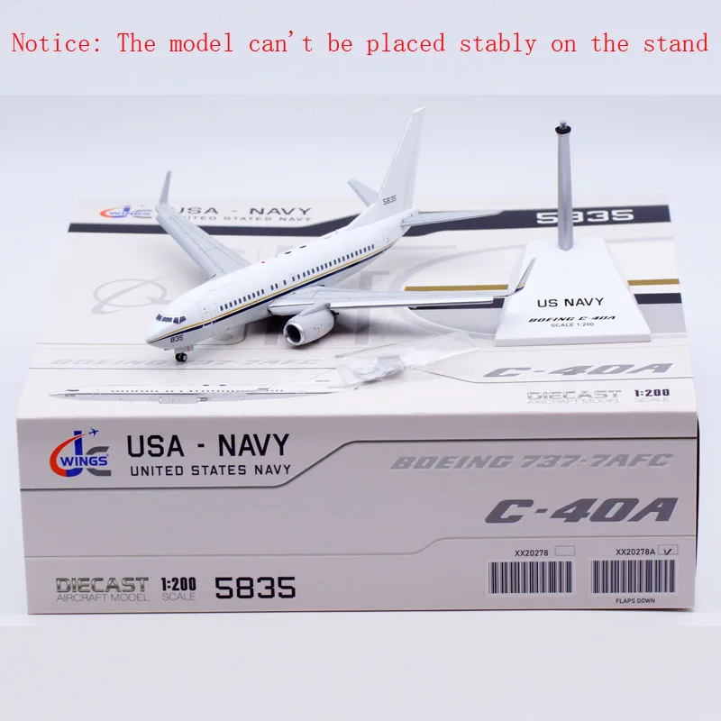 

XX20278A Alloy Collectible Plane Gift JC Wings 1:200 US NAVY Boeing C-40A Clipper Diecast Aircraft Jet Model 165835 Flaps Down