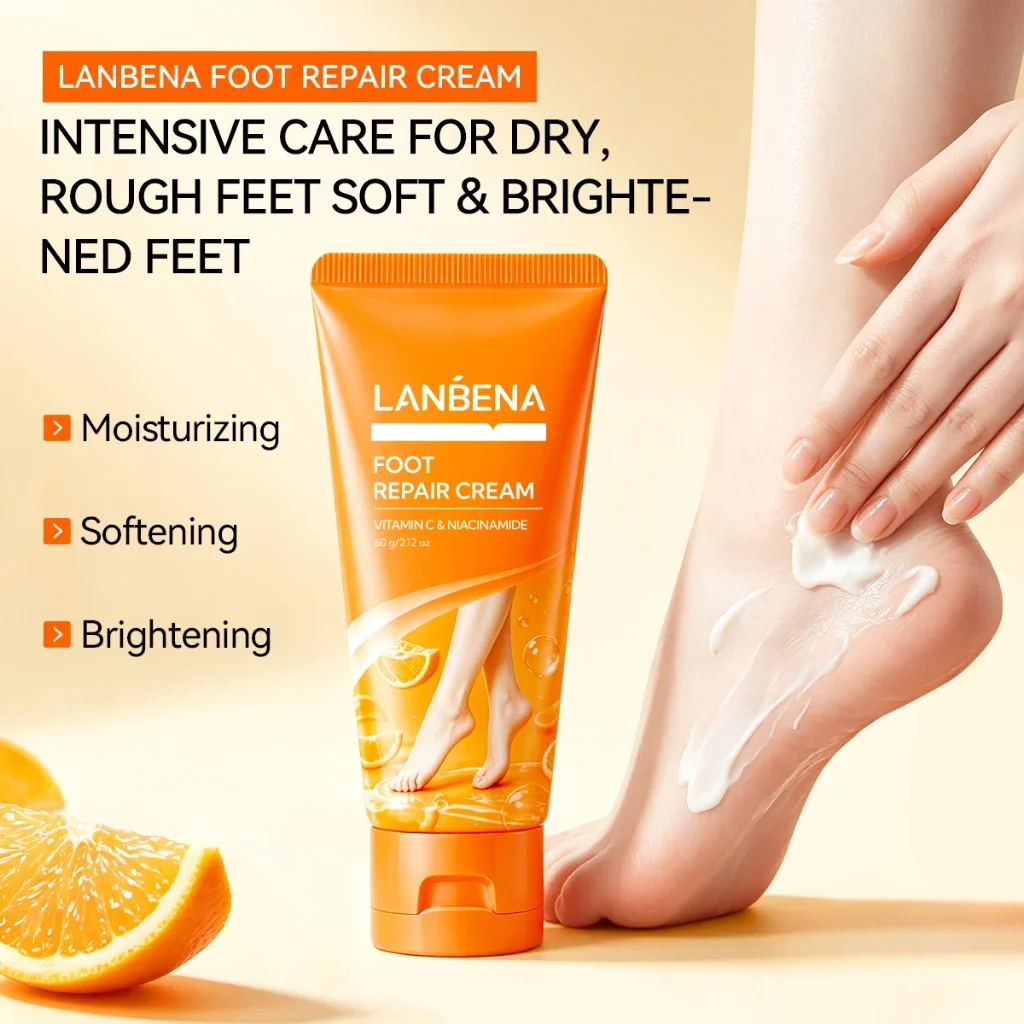 LANBENA Whitening Foot Cream Foot Spa Remover Foot Dead Skin Softens Cuticles Repairing Dryness Cracked Deeply Moisturizing Care