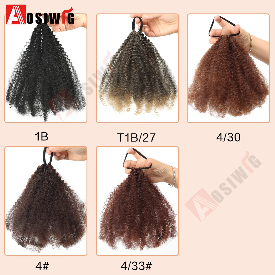 Elastischer Gummiband-Pferdeschwanz, verlängert um 25,4 cm, kurzer afrikanischer lockiger Pferdeschwanz, afrikanische Frauen, flauschiger Pferdeschwanz, synthetische Perücke