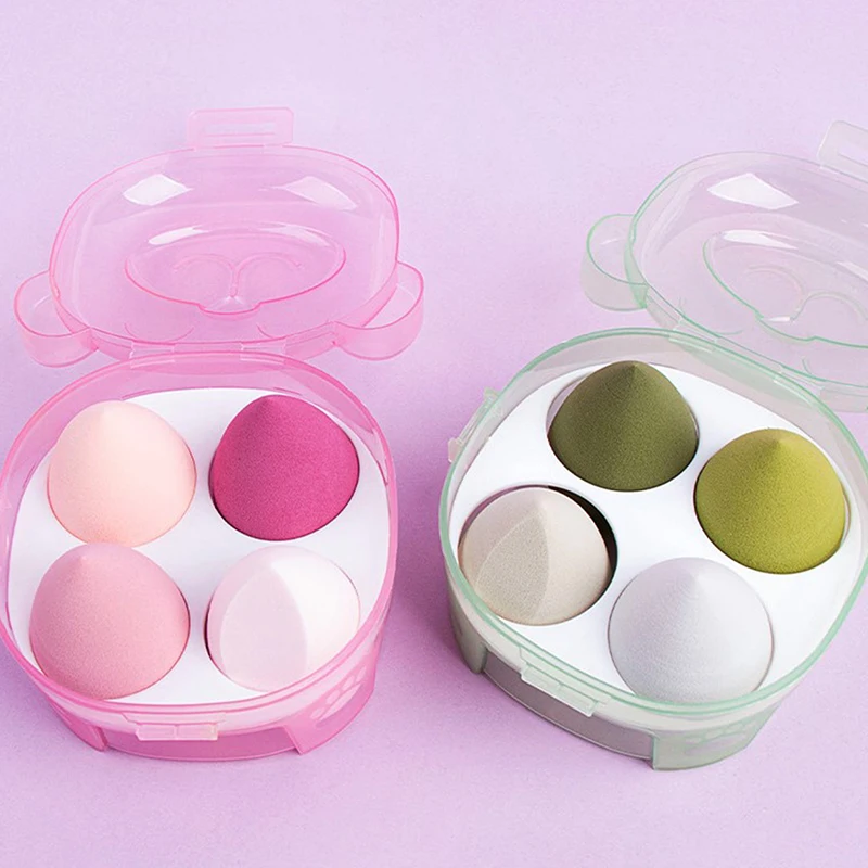 

4pcs Makeup Blender Cosmetic Puff Makeup Sponge With Storage Box Foundation Powder Sponge Beauty Tool Women Make Up