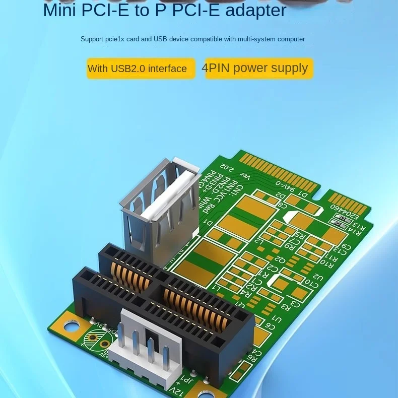 Mini PCI-E to PCI-E 1X adapter card PCIE to Mini PCIE with USB 2.0 interface Video card