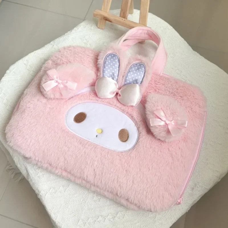 Cartoon My Melody Laptop Bag Kawaii Anime My Sweet Piano Portable Handheld File Bag IPad Tablet Storage Bag Plush Bag Gifts Girl