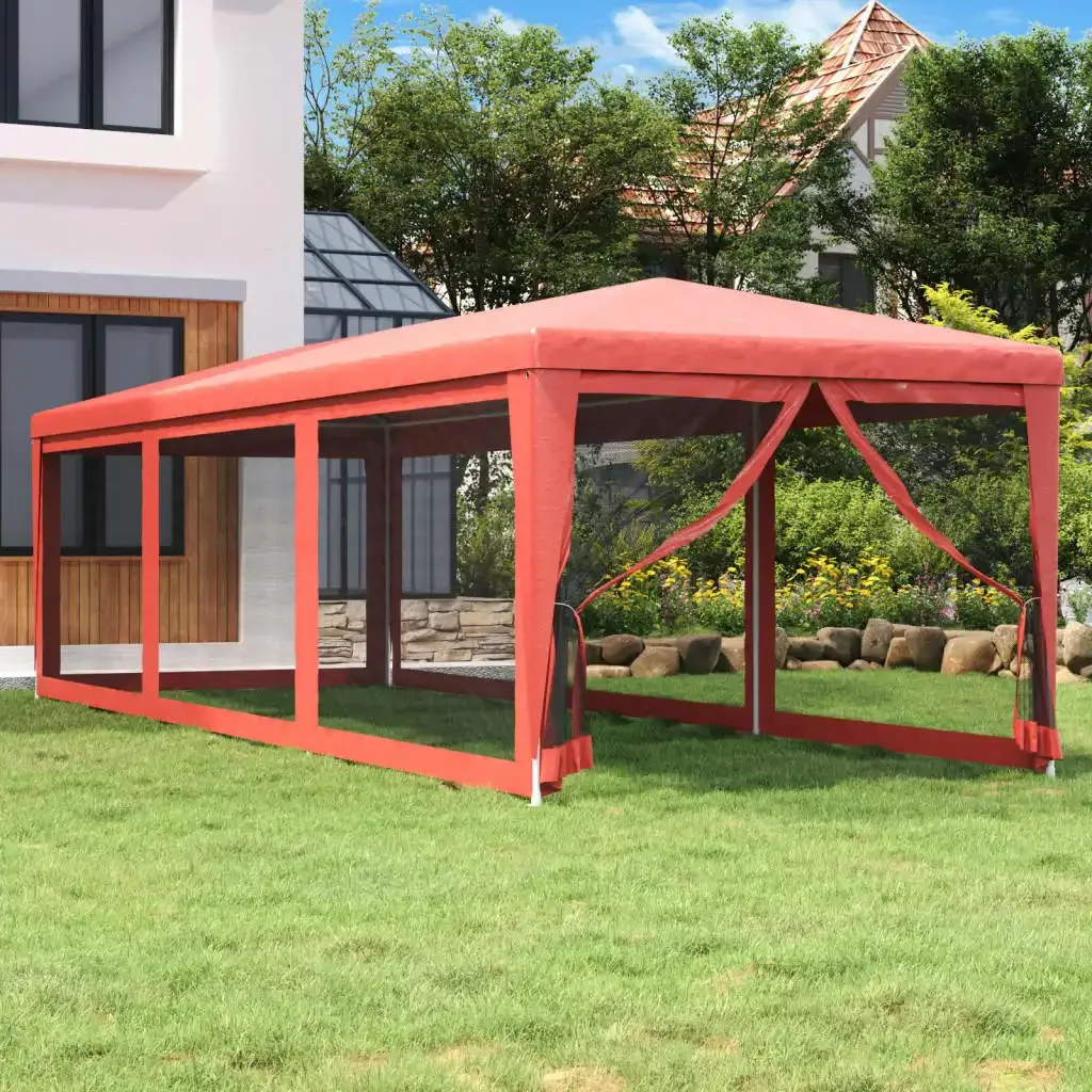 Vidaxl Red Party Tent With Mesh Sidewalls 3X9 Hdpe Outdoor Umbrella,Outdoor Size 8