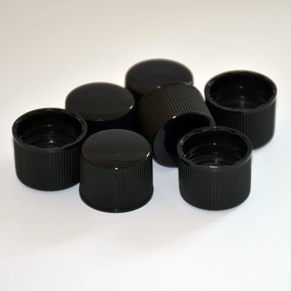

100pcs 18MM Covers Black Plastic Bottle Caps Screw Lids Travel Universal Size Replacement Caps for PET/PE Bottles