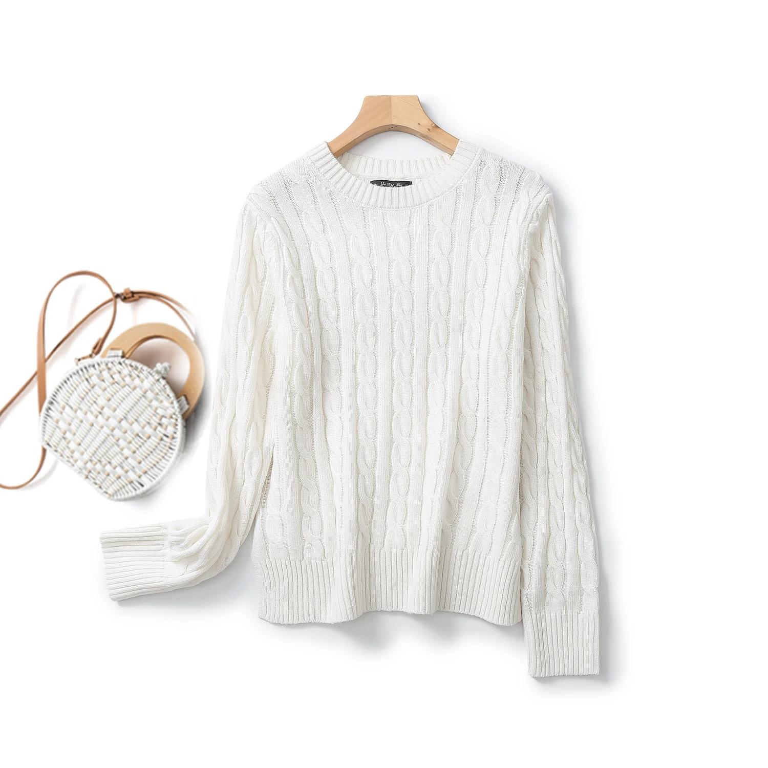 Ethereal MD 2024  new style of French sweet lady commuter style twist knit crewneck sweater sweater