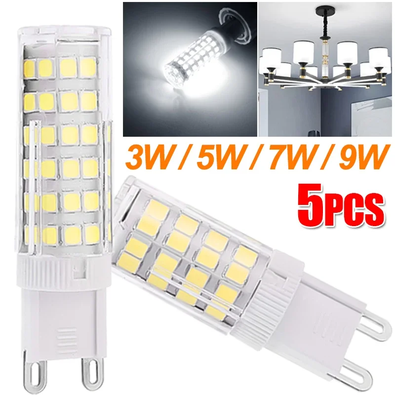 5/1Pcs 220V G9 LED Lamp 3W 5W 7W 9W Light Bulb 6000K White Spotlight Replace Halogen Light Home Energy Saving Bright Lamp Beads