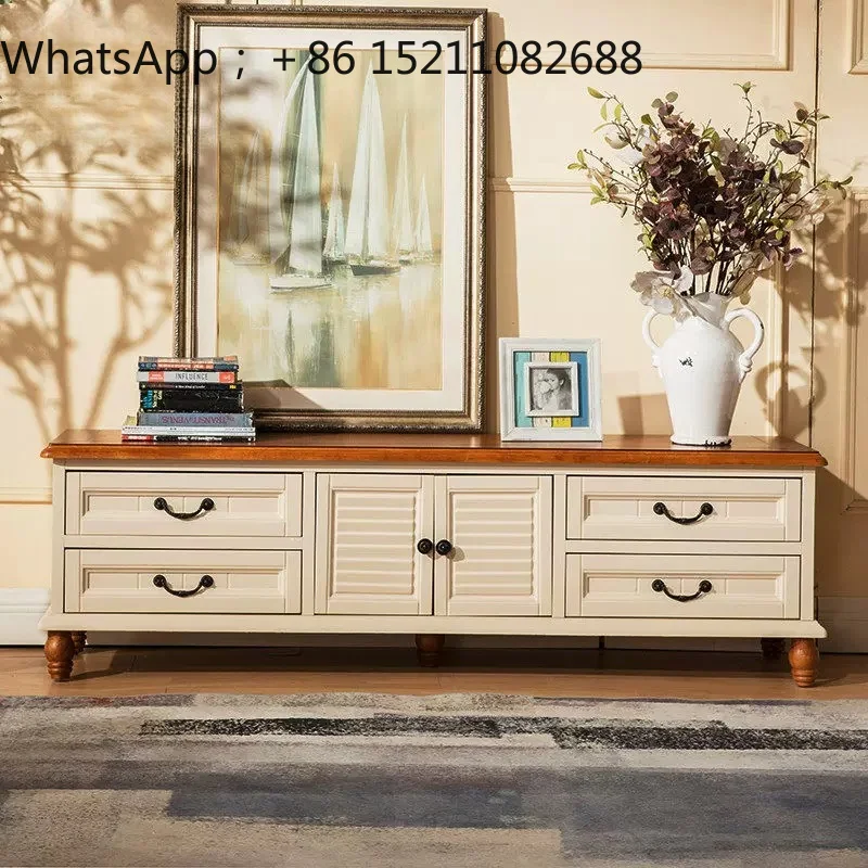 SCY multi-functional paint solid wood small apartment locker coffee table TV cabinet combination set