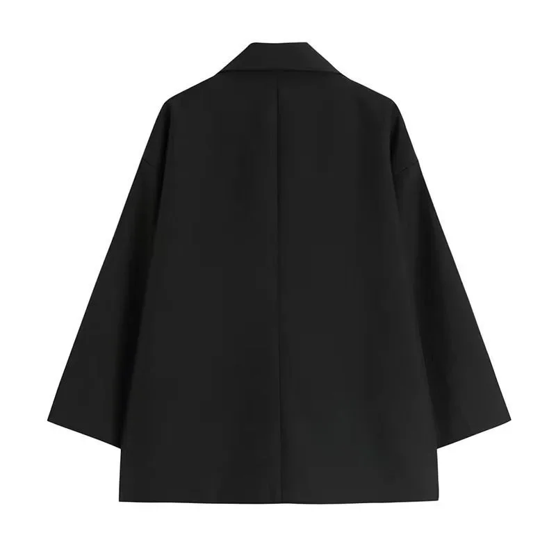 Women Long Sleeve Blazer Black Coats Woman's Clothing Trend Suits Oversized Loose-fitting Office Lady Elegant Solid Casual