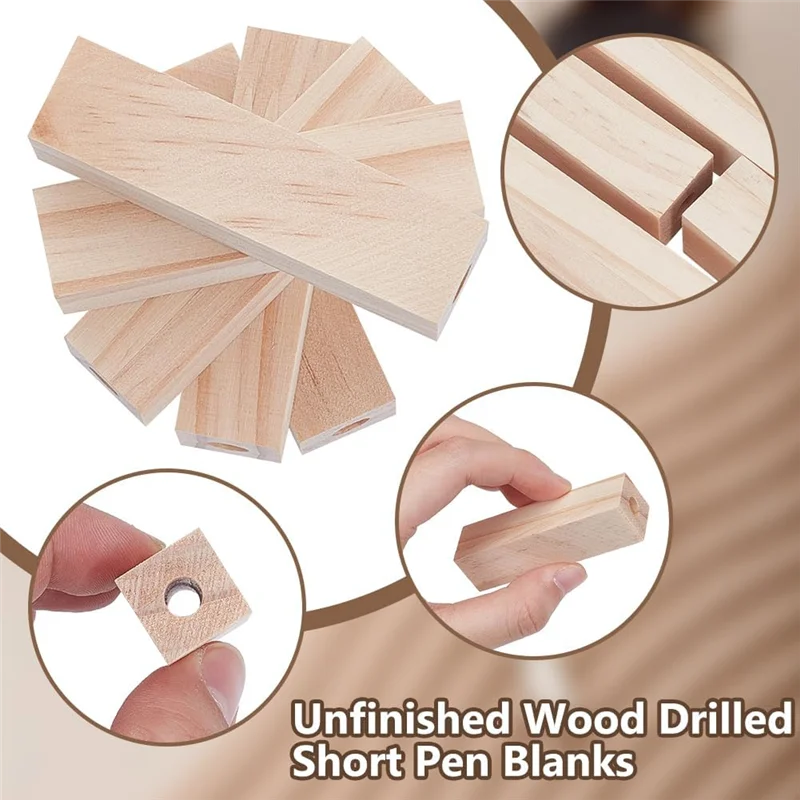 

MCGS-For Turning-Pen Blanks 20Pcs Pre-Drilled Short Pen Blanks With 7Mm Hole Rectangle Wood For Pen Making Kit