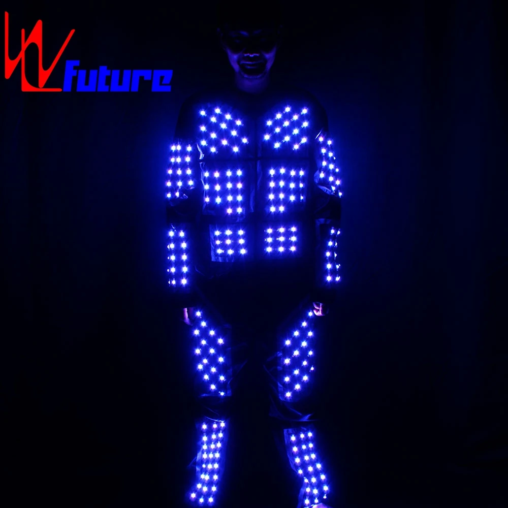 Costume de robot LED Tron pour hommes, robes phosphorescentes, vêtements de performance, danse électronique, vêtements de musique, DJ 303