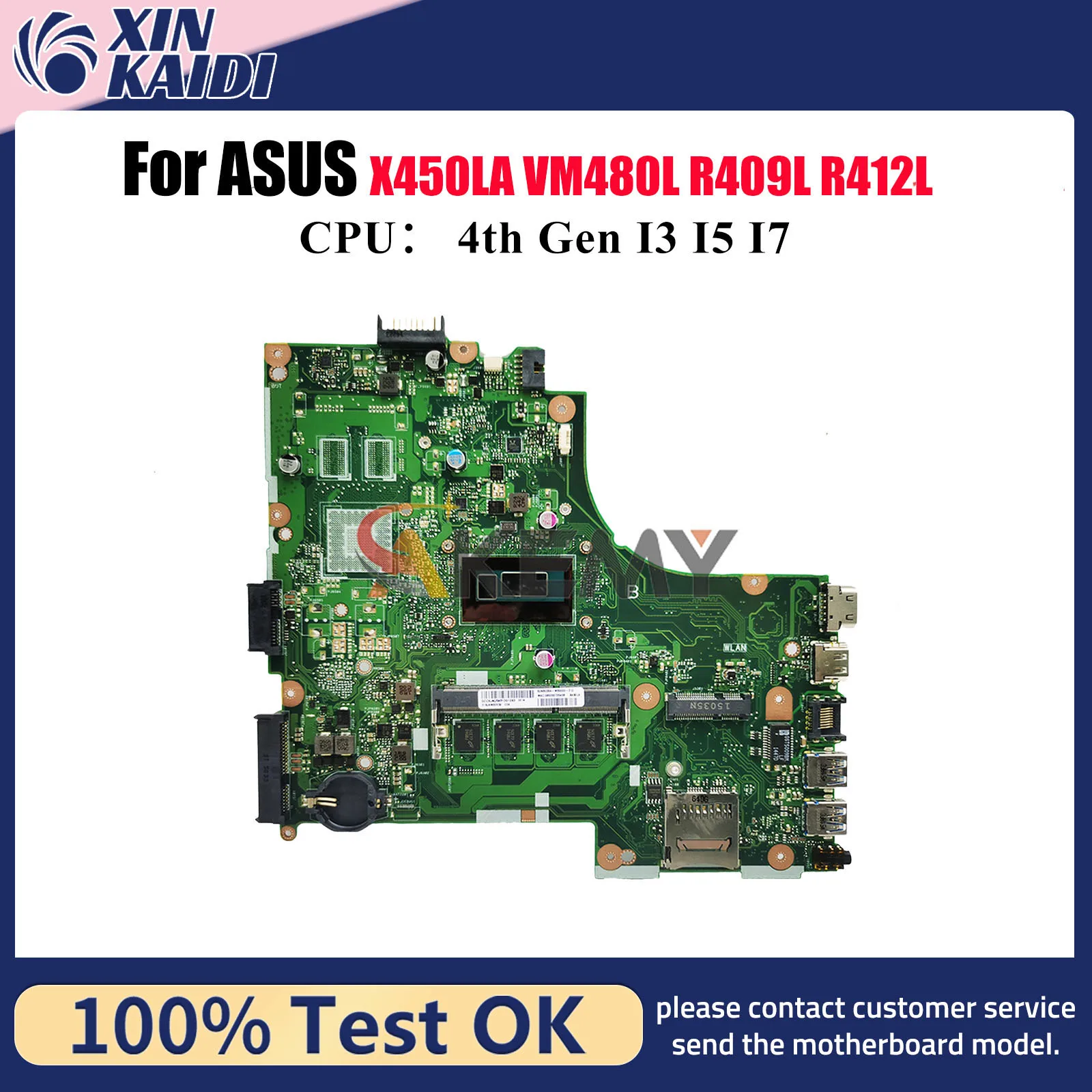 

X450LA Laptop Motherboard For ASUS X450LD X450LN VM480L W418L X450LB K450L R409L X450L X450LC R412L Y481L Mainboard I3 I5 I7 CPU