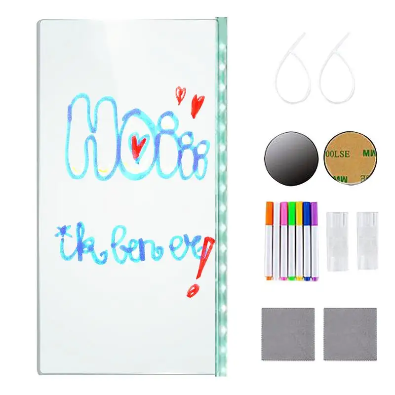 LED Writing Board Clear Acrylic Reusable Note Board Light Up LED Message Board Dry Erase USB Operated Lighted Chalkboard