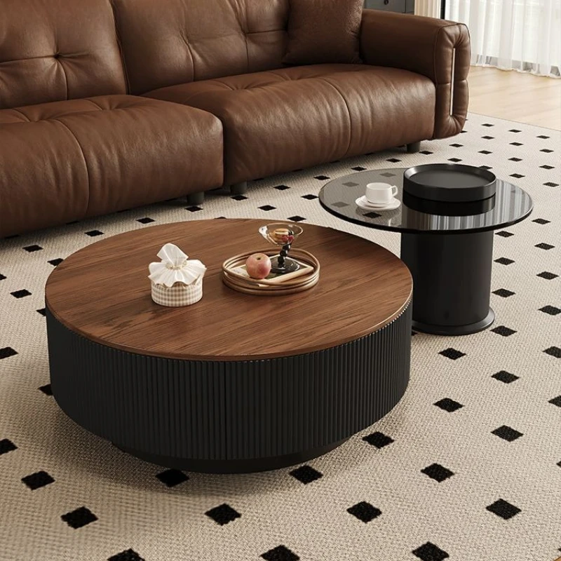 طاولات القهوة اليابانية العتيقة التصميم الحديث طاولات القهوة المستديرة الفاخرة خمر أثاث خشبي ميسا دي سنترو دي سالا #3
