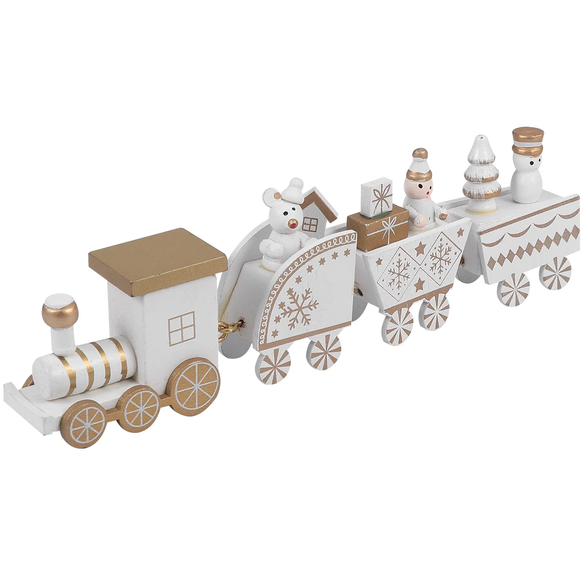 

4 Pcs/Set Upgrade The Red Four-section Wooden Train Christmas Decoration Painting Craft Toy Car Toddler Decorations