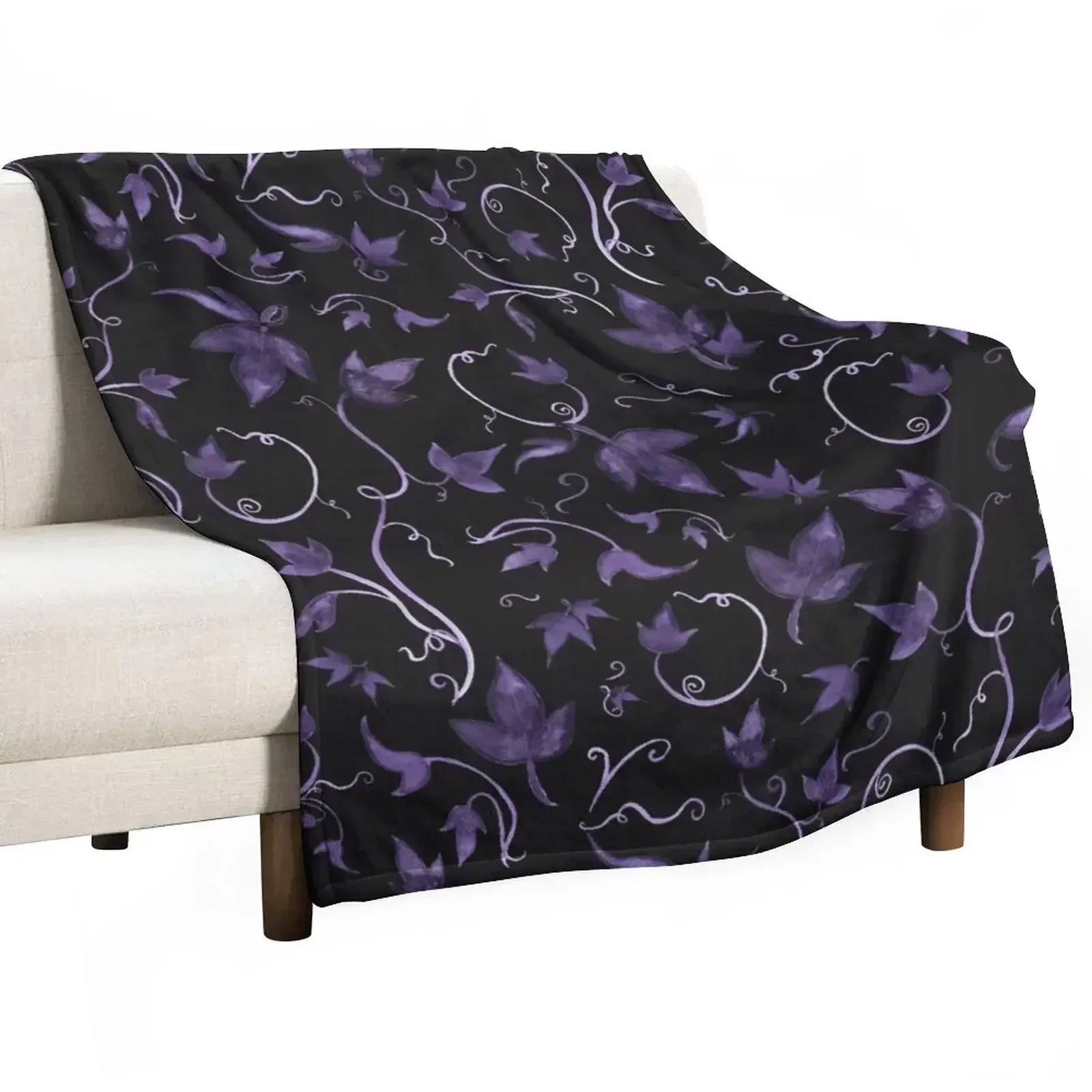 Twirling Vines Purple & Grey Throw Blanket christmas gifts Furrys Moving Travel Blankets