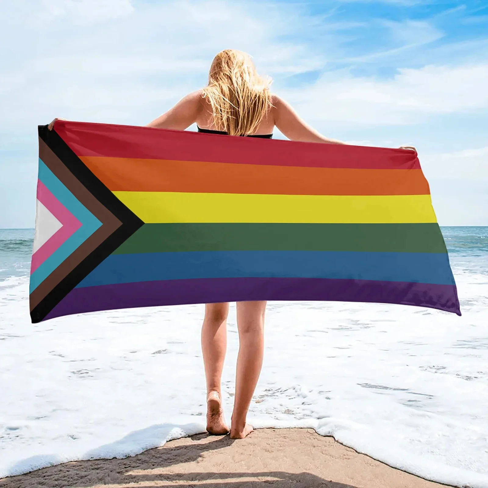 

Pride Flag Print Bath Towel - Soft Absorbent Towel for LGBTQ+ Support, Vibrant Rainbow Design for Everyday Use and Celebration