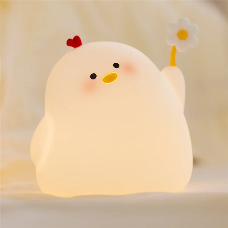 Y17A Chicken Cute Night Light, Nightlight For Room/Bedside, Silicone Soft Lamp With 30Min Timer And Auto Off, Perfect Gift