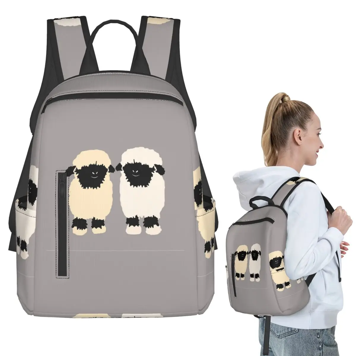 Valais Black Nose Sheep Friends Backpack Student BookBag Boys Girls School Bag Computer Shoulder Bags Men Women