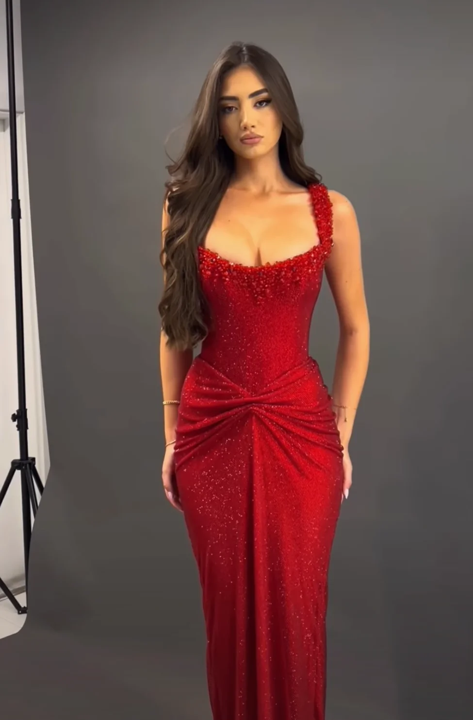 

EGS Classic Square Collar Eveining Dresses Dubai Glitter Ruffled Rhinestones Vestidos Customized vestidos de fiesta elegantes