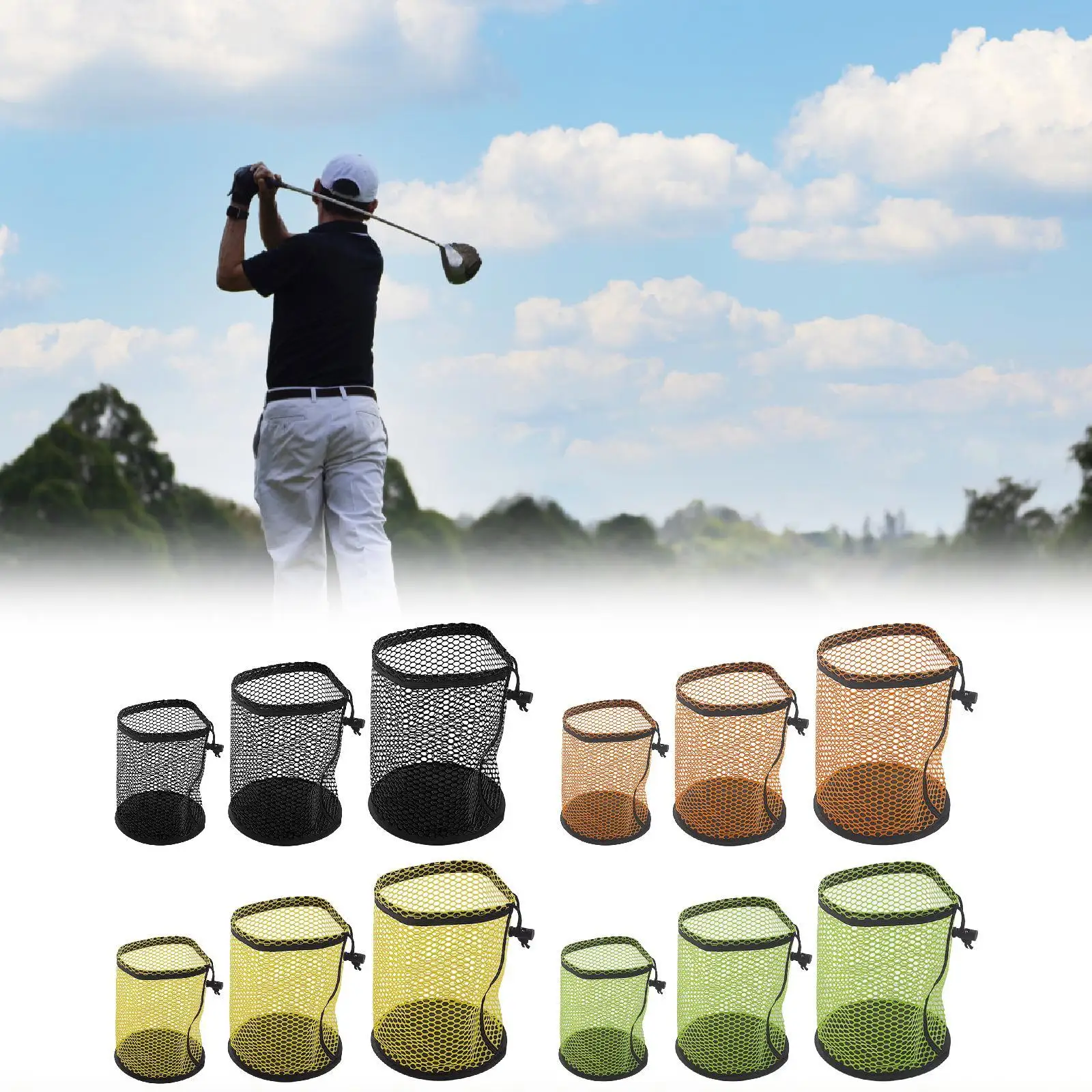 

Golf Ball Bag Organizer Mesh Drawstring Sack Lightweight Outdoor Equipment Pouch for Home Sundries and Small Items