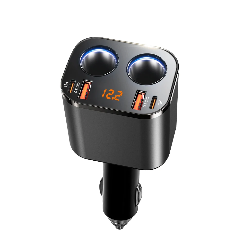 100W 6-in-1 Auto-Ladegerät Splitter PD30W QC3.0 Zigarettenanzünder-Adapter Auto-Zigarettenanzünder-Buchsen-Splitter mit Voltanzeige – Detail 11